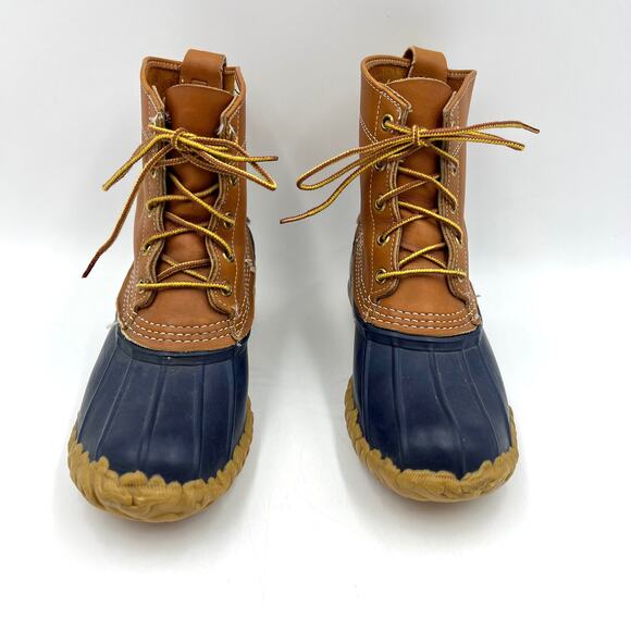 Vintage LL Bean Duck Toe Boots Blue Maine Hunting Shoe Leather - Picture 4 of 9
